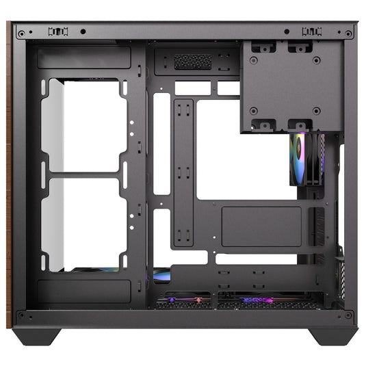 Antec cx800 wood argb midi tower behuizing (zwart houtkleur | 1x usb-a | 1x usb-c | tempered glass)