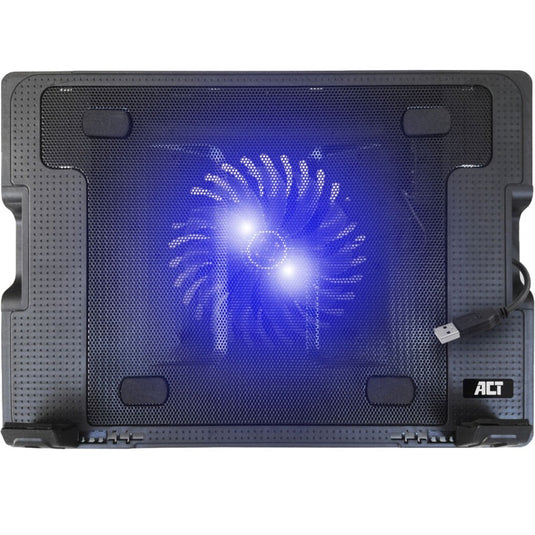 Act connectivity ac8110 laptopstandaard laptopkoeler (zwart, tot 17 in hoogte verstelbaar, 2-poorts hub)