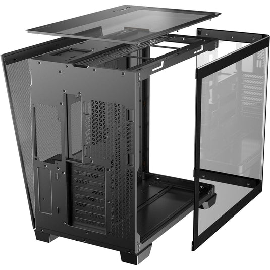 Antec c8 curve wood midi tower behuizing (zwart houtkleur | 2x usb-a | 1x usb-c | tempered glass)