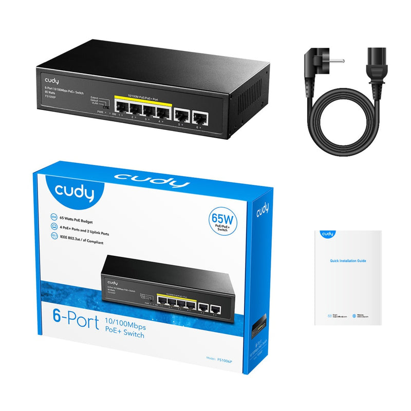 Load image into Gallery viewer, Cudy 6-port 10 100m poe+ switch
