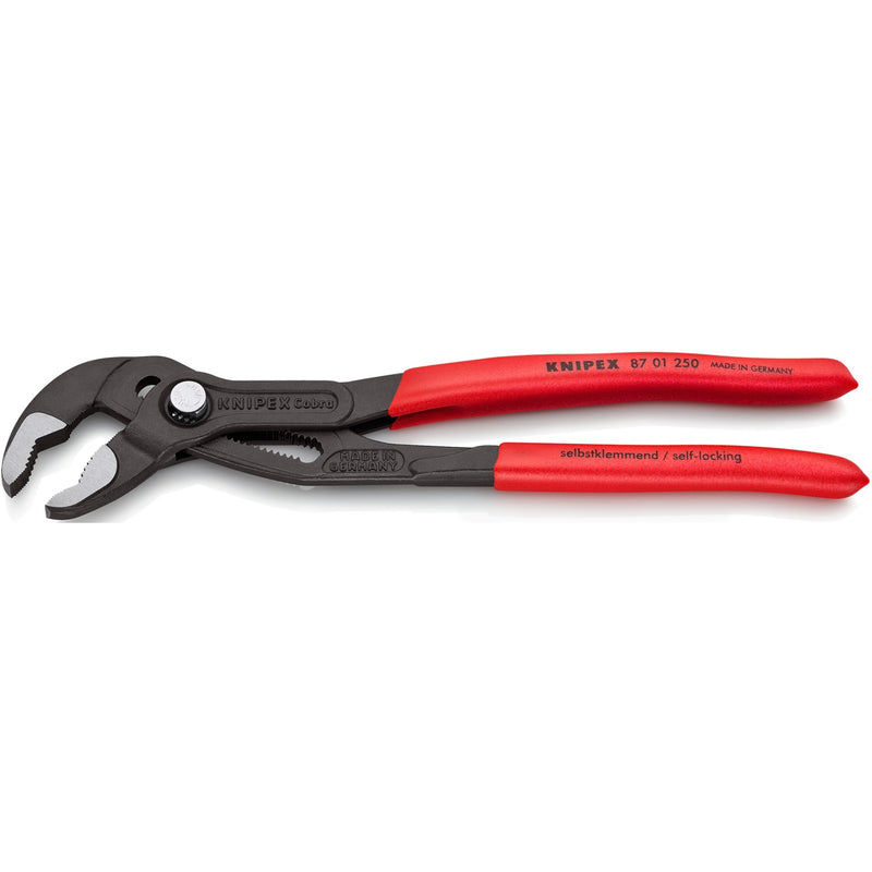 Load image into Gallery viewer, Knipex cobra 250 mm 87 01 250 zweedse- waterpomp-tang (rood, getande grijpvlakken, doorgestoken scharnier )
