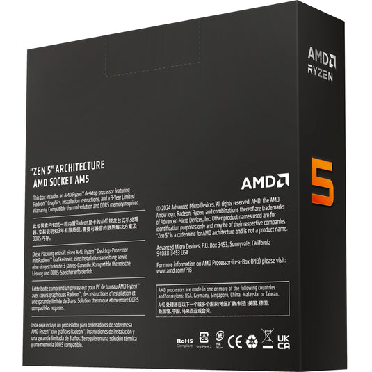 Amd ryzen 5 9600x, 3,9 ghz (5,4 ghz turbo boost) socket am5 processor (unlocked, boxed)