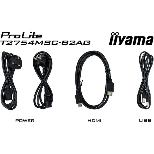 Iiyama prolite t2754msc-b2ag 27 touchscreen monitor (zwart (mat), touch, vga, hdmi, audio, usb)