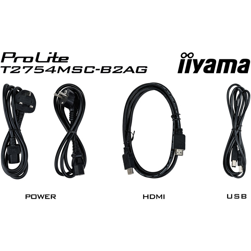 Load image into Gallery viewer, Iiyama prolite t2754msc-b2ag 27 touchscreen monitor (zwart (mat), touch, vga, hdmi, audio, usb)
