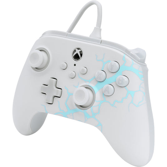 Powera advantage controller met kabel voor de xbox series x|s - poolijs (wit blauw, xbox series x|s, xbox one, pc)