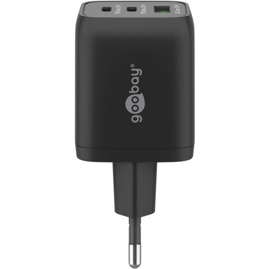 Goobay usb-c snellader nano (65 w) en usb-c textielkabel (zwart, 2x usb-c, 1x usb-a, 1 meter)