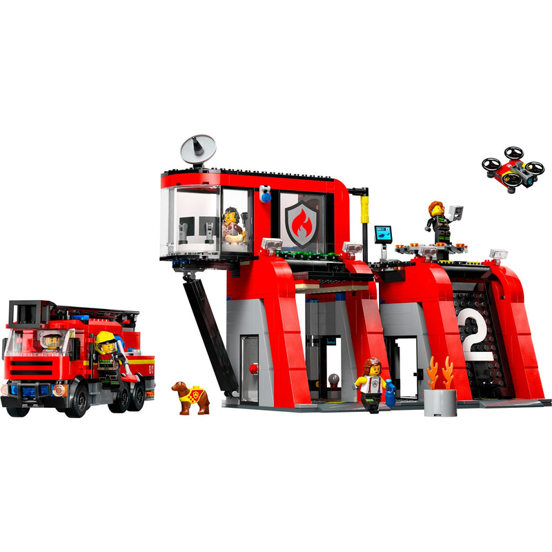 Afbeelding laden in galerijviewer, Lego city - brandweerkazerne en brandweerauto constructiespeelgoed (60414)
