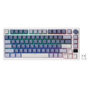 Royal kludge m75 draadloos gaming toetsenbord (us lay-out (qwerty), 75%, ocean blue, brown switch, rgb, hot swap, 2.4 ghz | usb-c | bluetooth)
