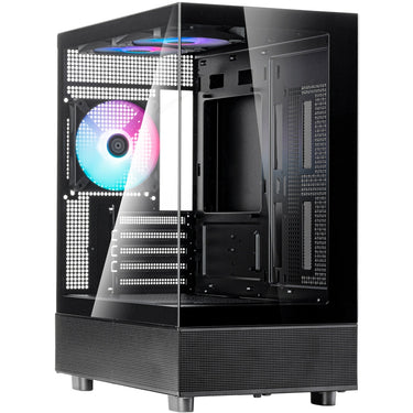 Silverstone lucid 04 mini tower behuizing (zwart | 2x usb-a | 1x usb-c | rgb | tempered glass)