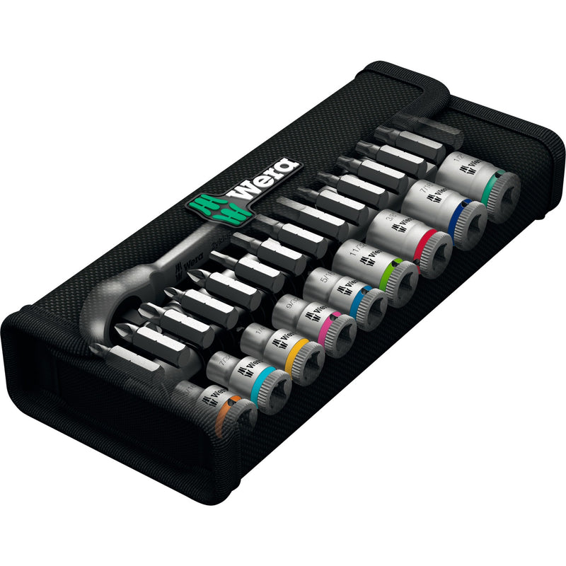 Load image into Gallery viewer, Wera 8100 sa 10 zyklop metal-ratelset doorsteekvierkant, 1 4 -aandrijving, inch , 28 -delig - 1 stuk(s) - 05004020001
