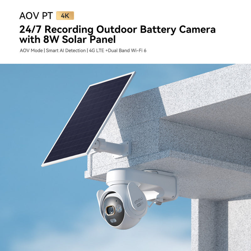 Laden Sie das Bild in Galerie -Viewer, Imou aov pt 4k kit (wifi+4g) simcard sd beveiligingscamera (wit, 8 mp, wifi 6, 4g lte, solar panel, ai-detectie)
