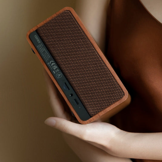 Edifier mp230 retro bluetooth speaker luidspreker (houtkleur, bluetooth, microsd, aux, usb-c)