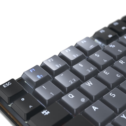 Cherry kw 550 mx lp mechanisch toetsenbord (zwart, us lay-out (qwerty), mx low profile 2.0 ivory, 96%, white leds, pbt keycaps)