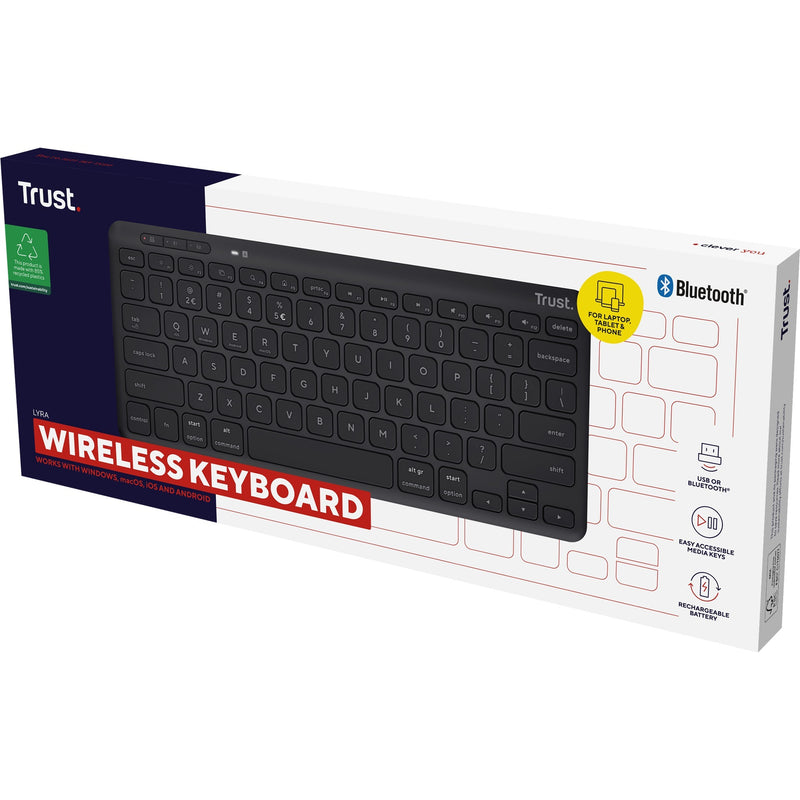 Load image into Gallery viewer, Trust lyra compact draadloos toetsenbord (zwart, us lay-out (qwerty), scissor switches, 65%, 2,4 ghz usb, bluetooth)
