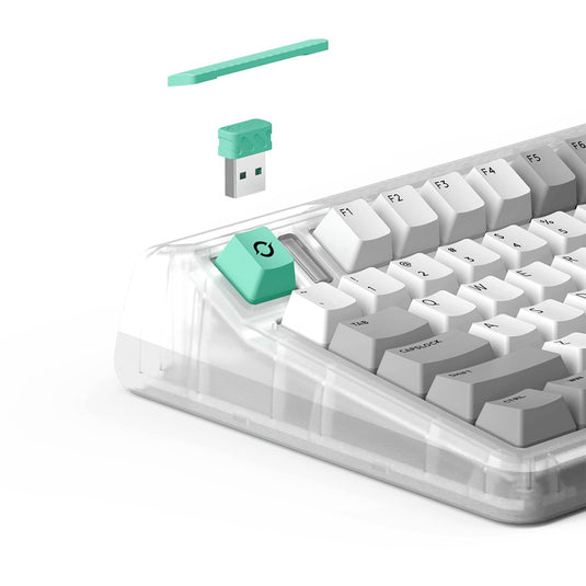 Iqunix og80 wormhole wireless mechanical keyboard, gaming toetsenbord (grijs groen, us lay-out, cherry mx brown, rgb leds, 80% (tkl), hot-swappable, pbt, 2.4ghz | bluetooth 5.1 | usb-c)
