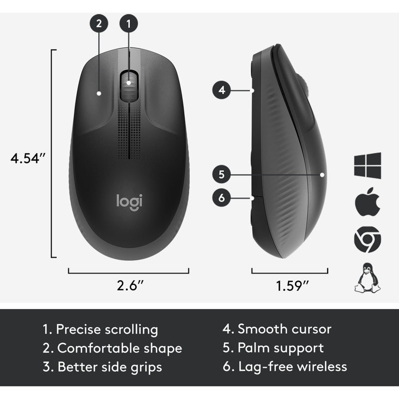 Afbeelding laden in galerijviewer, Logitech m190 full-size wireless mouse (zwart, 1000 dpi)
