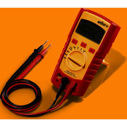 Wiha digitale multimeter tot 600 v ac, cat iv meetapparaat (rood geel)