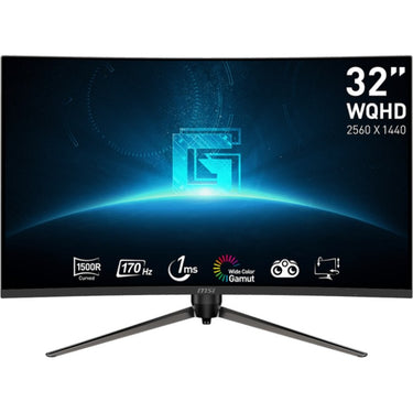 Msi g32cq5p 31.5 curved gaming monitor (zwart, 2x hdmi, displayport, 170 hz)