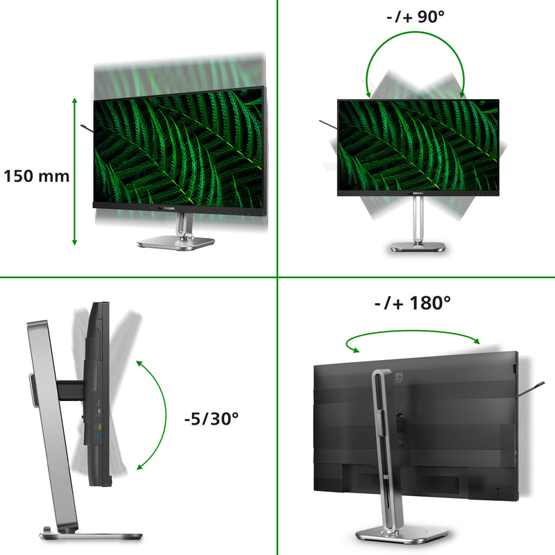 Cargue la imagen en el visor de la galería, Philips 27b2g5601 27 monitor (zilver zwart, hdmi, displayport, usb, lan, audio)
