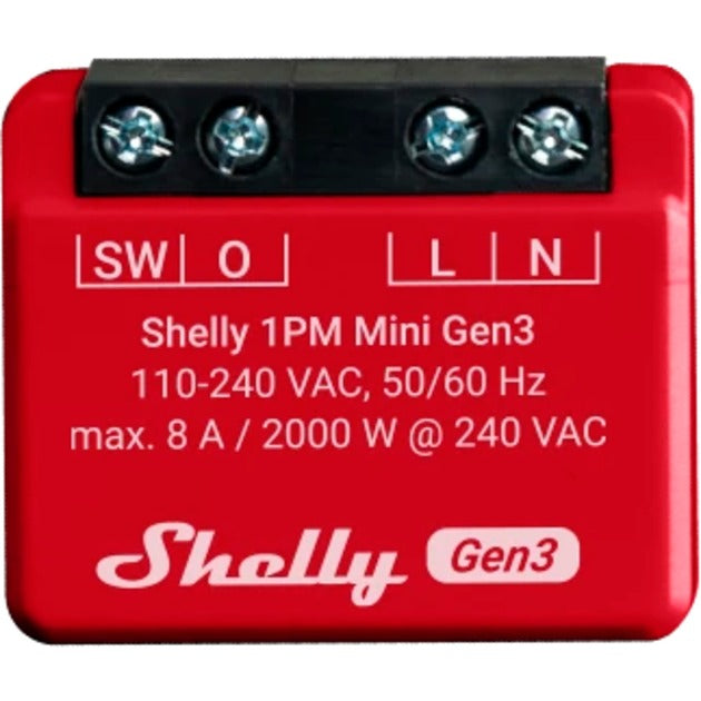 Load image into Gallery viewer, Shelly plus 1pm mini gen3 relais (rood zwart, wifi)
