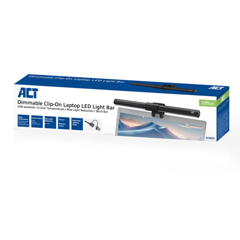 Load image into Gallery viewer, Act connectivity dimbare clip-on laptop led-lichtbalk led-bar (zwart, usb-voeding, 3000k-6500k)
