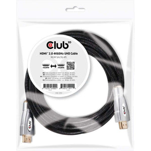 Club 3d hdmi 2.0 kabel (zwart zilver, 5 meter, 4k)
