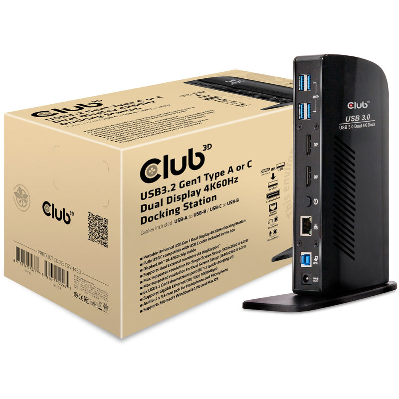 Load image into Gallery viewer, Club 3d usb 3.0 dual display 4k60hz docking station (zwart)
