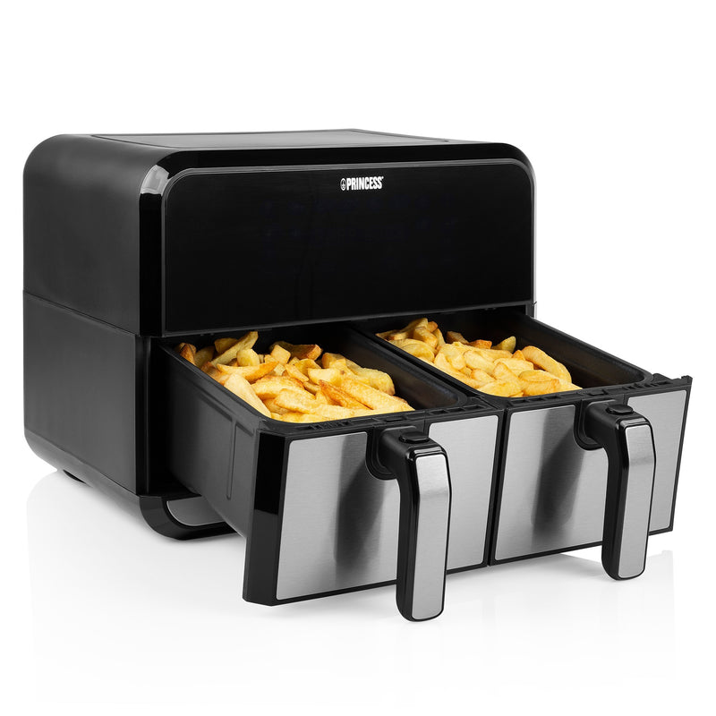 Load image into Gallery viewer, Princess double basket aerofryer heteluchtfriteuse (zwart, 2x 4 liter)
