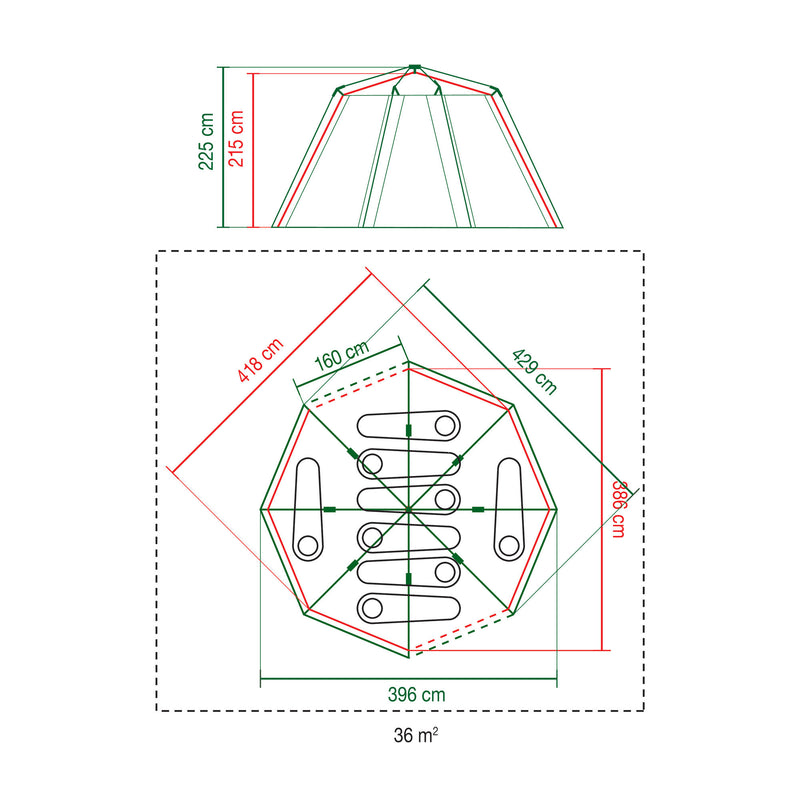 ギャラリービューアに画像をロードする, Coleman octagon 8 tent (grijs)
