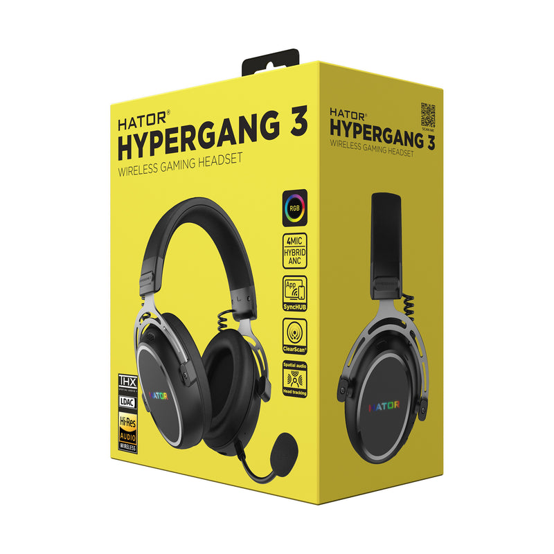 Chargez l'image dans la visionneuse de la galerie, Hator hypergang 3 wireless over-ear gaming headset (zwart, rgb, 2.4ghz bluetooth usb)
