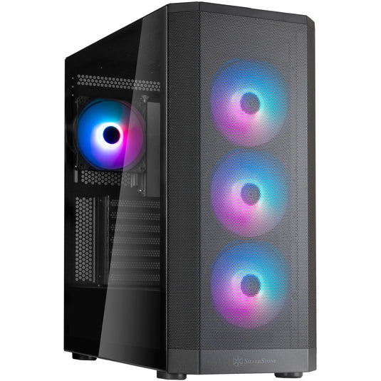 Silverstone fara 514x midi tower behuizing (zwart | 2x usb-a | 1x usb-c | rgb | tempered glass)