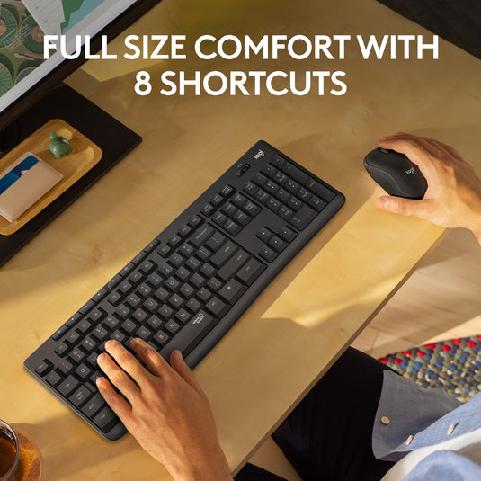 Logitech mk295 silent wireless keyboard and mouse combo desktopset (zwart, us-international lay-out (qwerty), 100%)