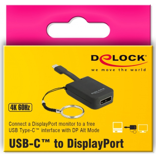 Load image into Gallery viewer, Delock usb-c > displayport adapter sleutelhanger (zwart, 4k 60hz)
