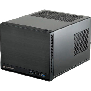 Silverstone sg13b-q mini tower behuizing (zwart | 2x usb-a)