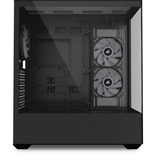 Sharkoon sk6 argb midi tower behuizing (zwart | 2x usb-a | rgb | tempered glass)