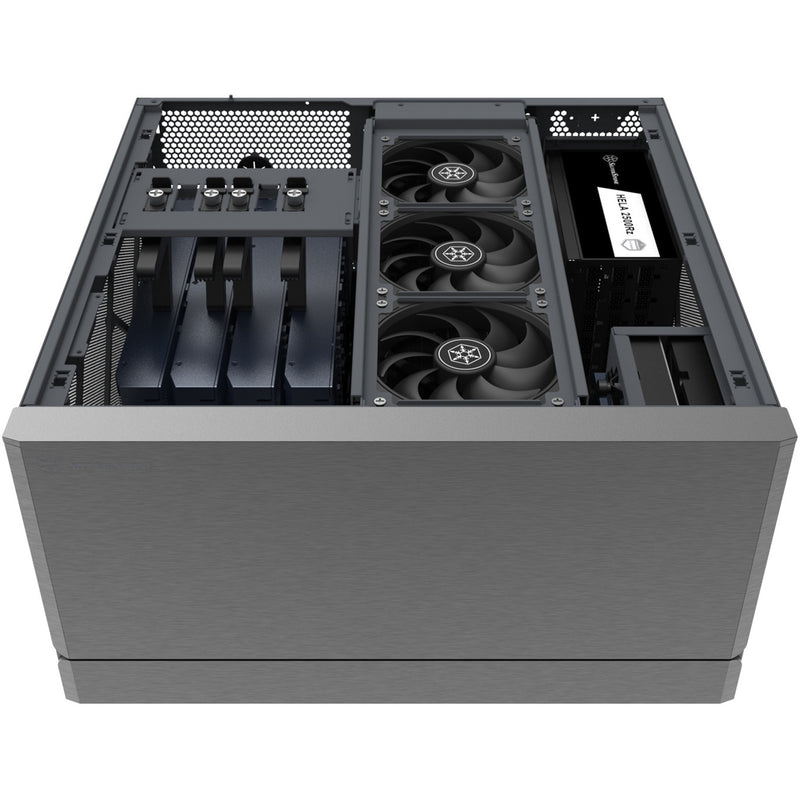 Load image into Gallery viewer, Silverstone crown 04 htpc behuizing (donkergrijs | 4x usb-a | 1x usb-c)
