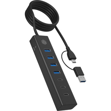 Icy box ib-hub1737-c3 7-port usb-hub (zwart, usb 3.2 gen 1 type-c)