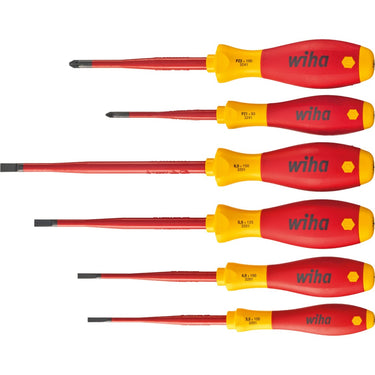 Wiha schroevendraaierset softfinish electric slimfix (rood geel, 6-delig)