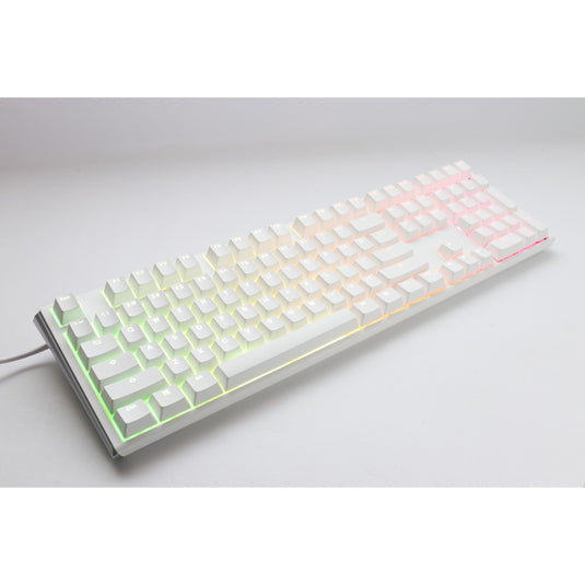 Ducky one 3 classic pure white rgb mechanisch toetsenbord (wit, us lay-out (qwerty), cherry mx silent red, 100%, rgb led, double-shot pbt, hot-swappable, quack mechanics)