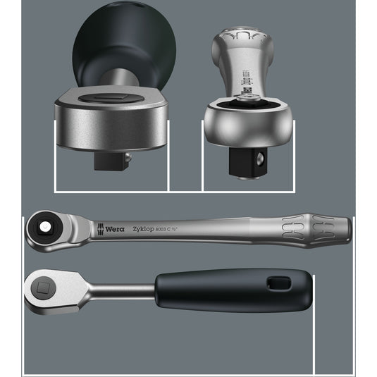 Wera 8100 sc 7 zyklop metal-ratelset met doorsteekvierkant 1 2 aandrijving gereedschapsset ( 28-delig )