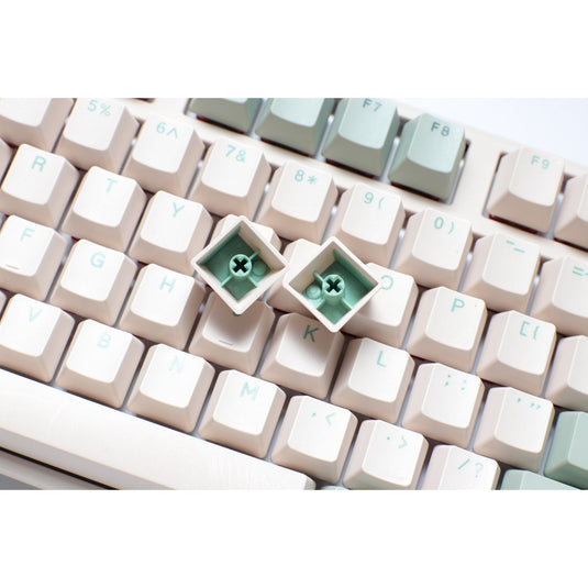 Ducky one 3 matcha tkl mechanisch toetsenbord (crème, us lay-out (qwerty), cherry mx blue, 80% (tkl) , pbt double shot, hot swap)