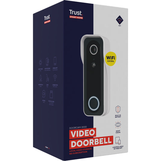 Trust doorcam-3000 slimme wifi deurbelcamera (wit zwart, 2.4 ghz wifi)