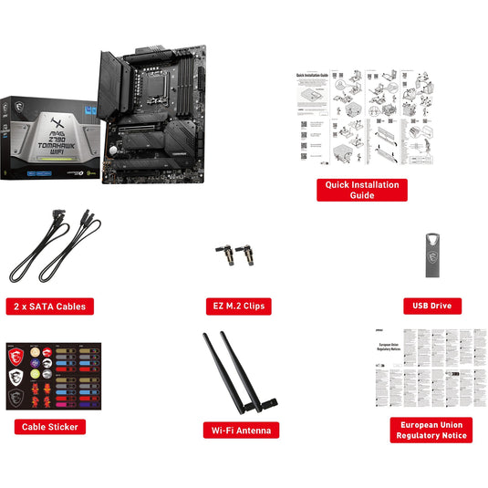 Msi mag z790 tomahawk wifi socket 1700 moederbord (zwart, raid, 2.5 gb-lan, wi-fi 6e, bt, sound, atx)