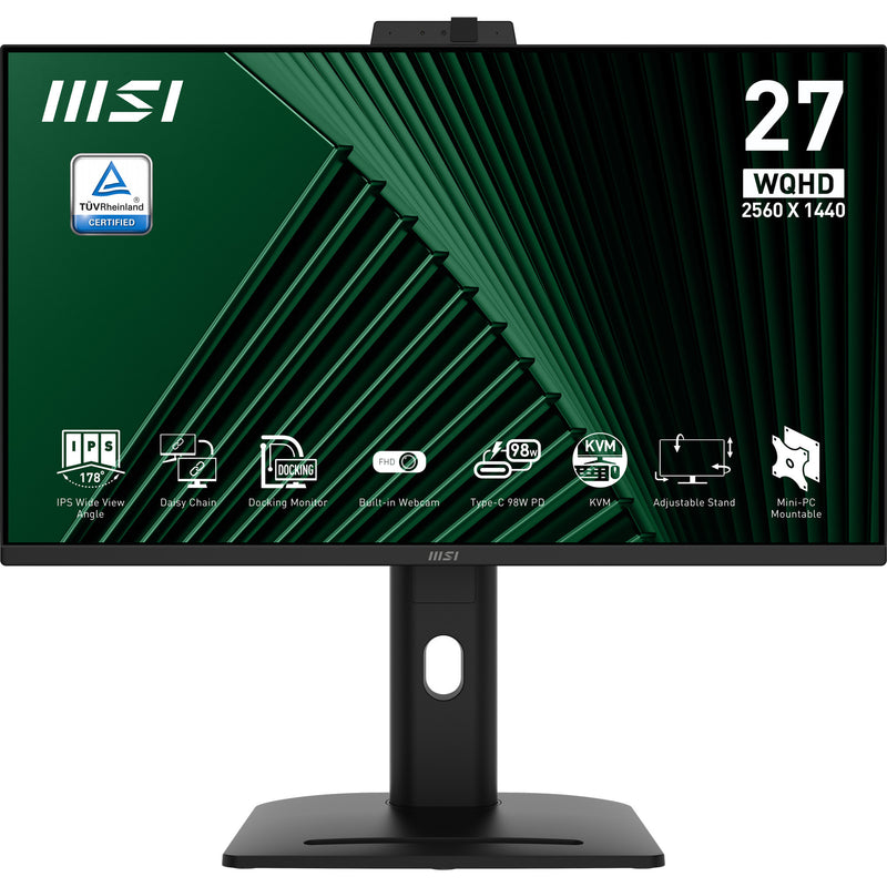 Load image into Gallery viewer, Msi pro mp275qpdg 27 monitor (zwart, 2x hdmi, displayport, 4x usb-a, usb-b, usb-c, rj-45, 100 hz)
