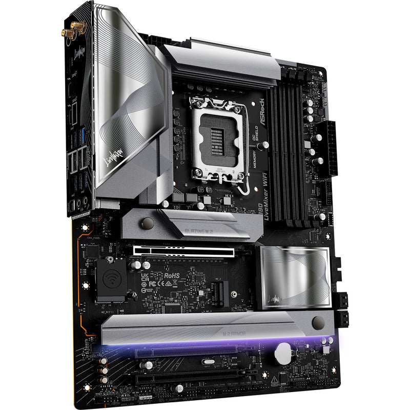 Load image into Gallery viewer, Asrock z890 livemixer wifi socket 1851 moederbord (zwart, raid, 2.5 gb-lan, wi-fi 7, bt, sound, atx)
