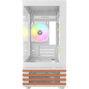 Thermaltake view 170 ws argb mini tower behuizing (wit houtkleur | 2x usb-a | rgb | tempered glass)
