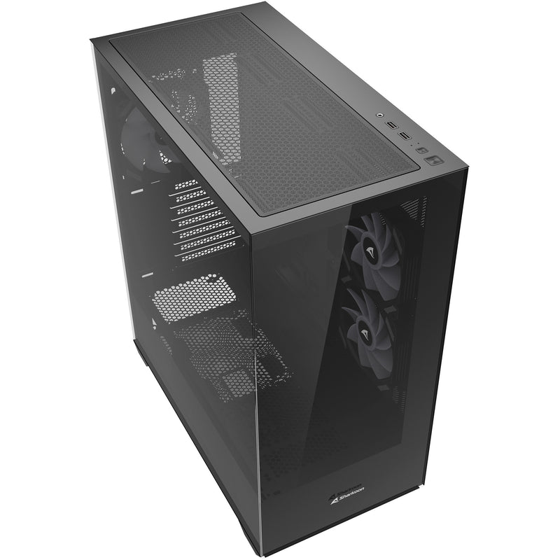 Load image into Gallery viewer, Sharkoon sk6 argb midi tower behuizing (zwart | 2x usb-a | rgb | tempered glass)
