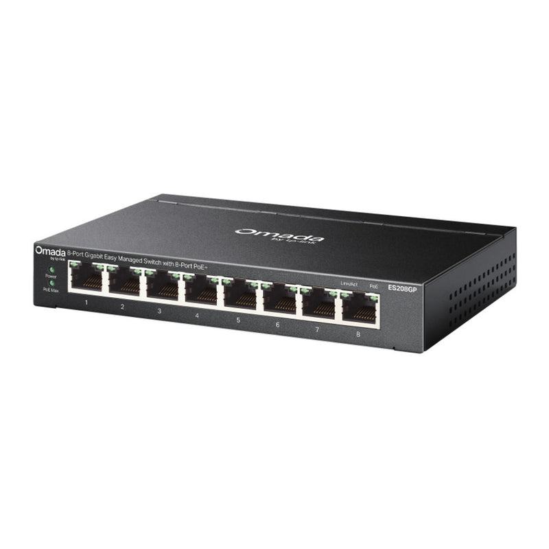 Afbeelding laden in galerijviewer, Tp-link omada es208gp 8-poort gigabit easy managed switch (zwart, 8x poe+)
