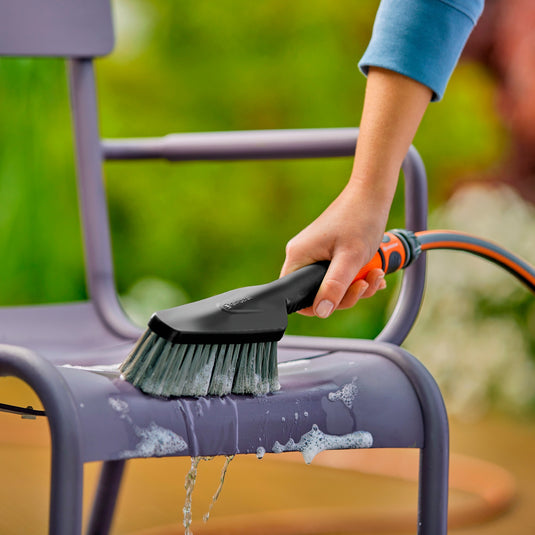 Gardena cleansystem schoonmaakset met borstel s soft, zeepstaafjes en aansluitstukken wasborstel (grijs oranje, 18862-20)
