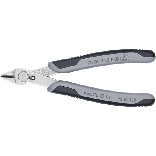 Knipex electronic super knips esd 78 13 125 esd elektronica-tang (grijs)